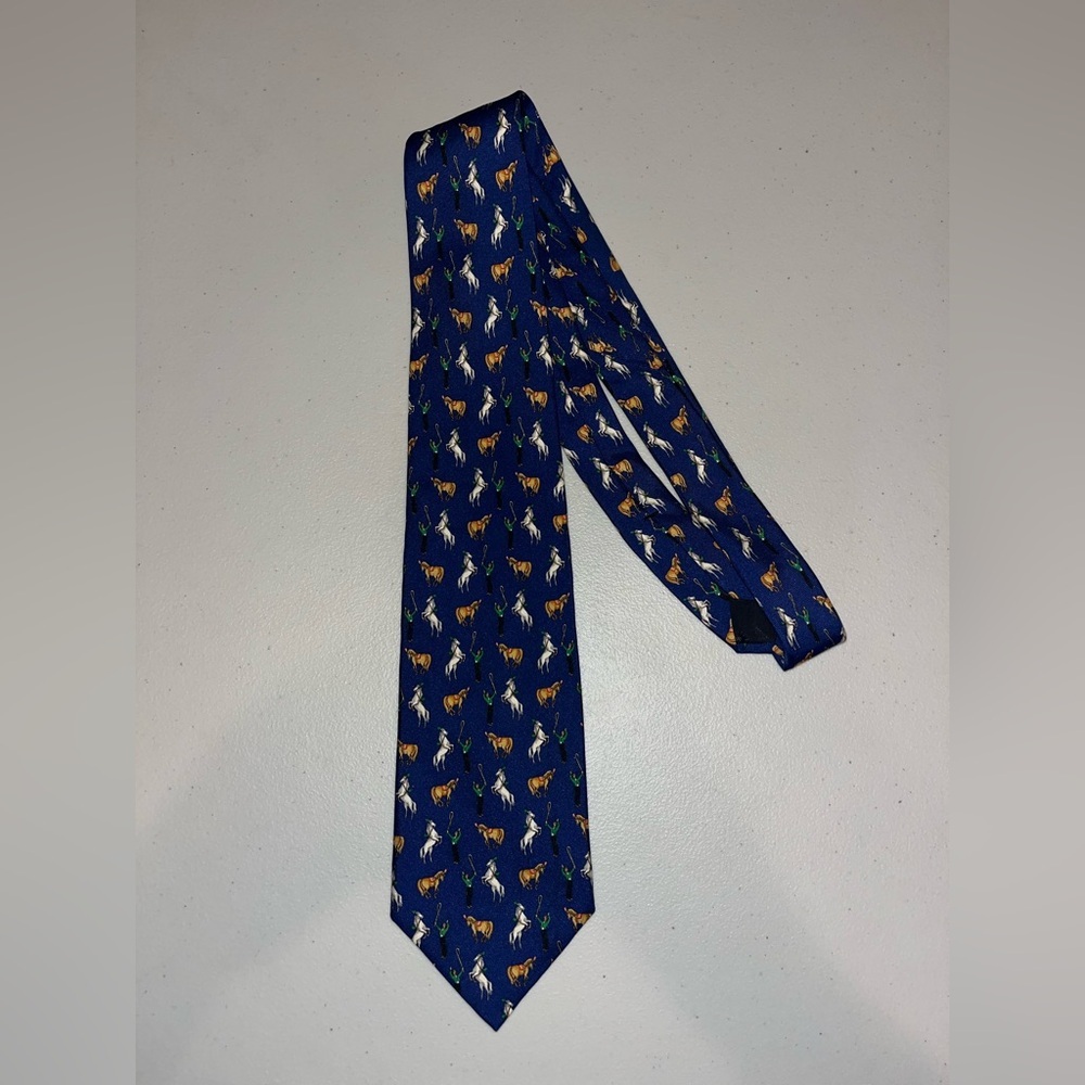 BROOKS BROTHERS Makers Men's Silk Necktie Horse EQUESTRIAN Printed Italy 63” EUC